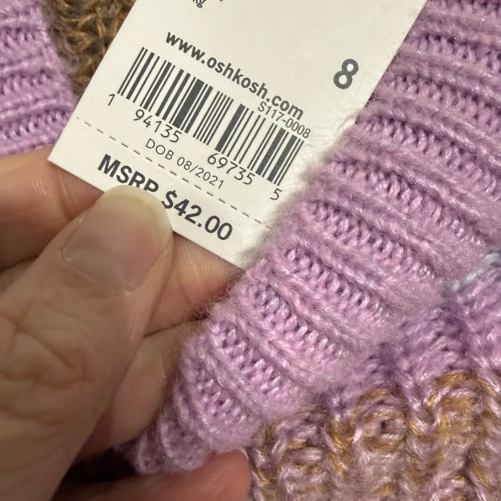 OshKosh Bgosh NWT Girls Size 8 Striped Mock‎ Neck Chunky Knit Sweater